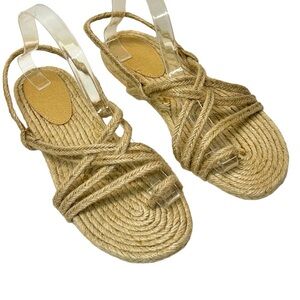 Truffle Collection Rope Toe Loop Flat Sandals Color Natural - Size 7